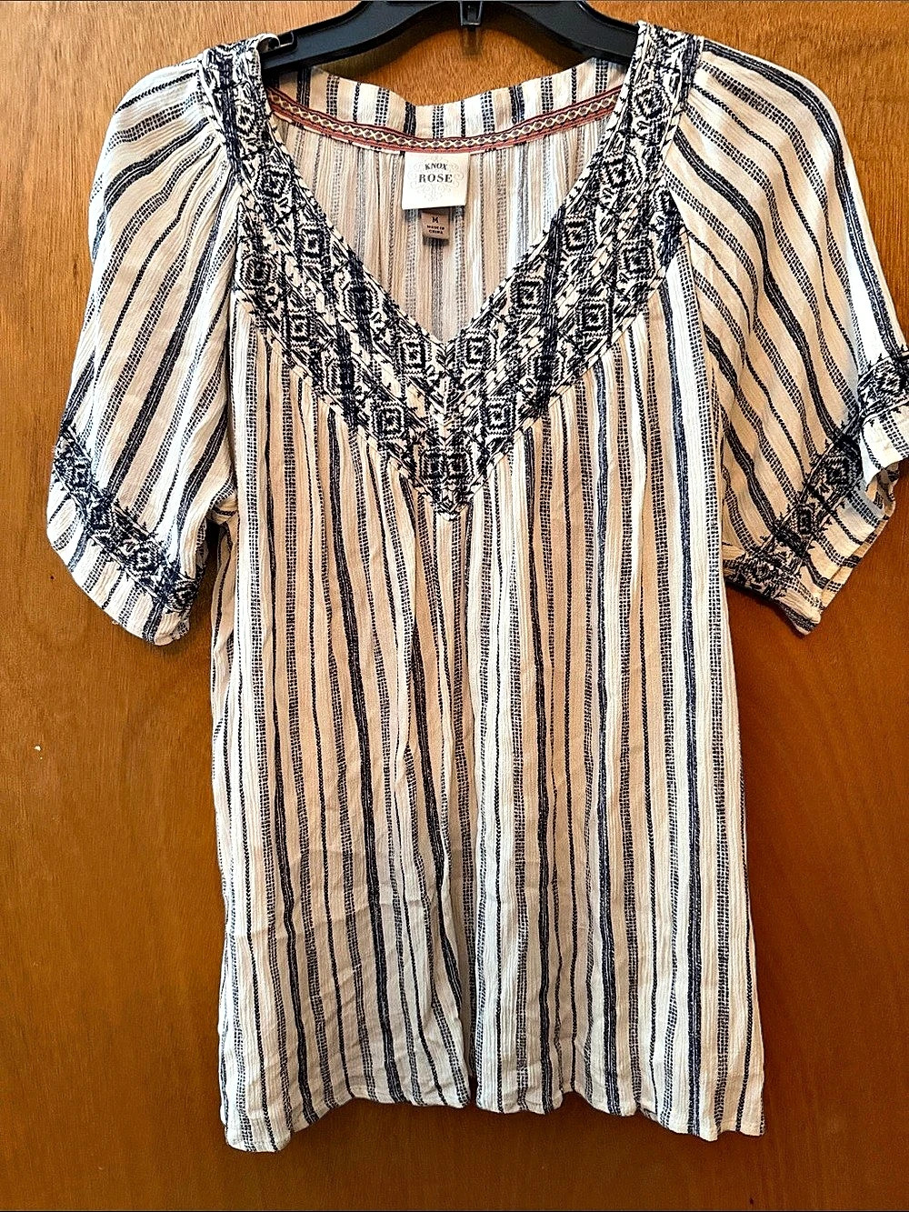 Knox Rose Striped Tunic in White & Blue Size Medium